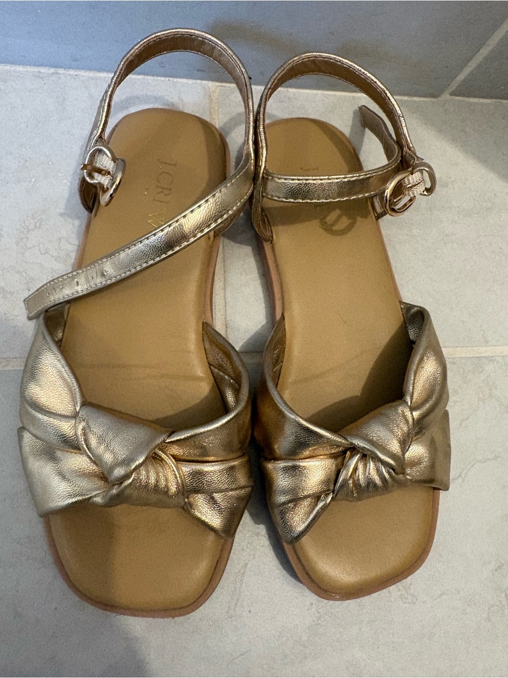 J Crew girls gold sandals size 13